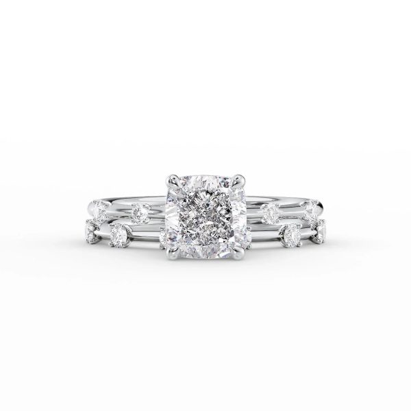 The Serena Set With A 1.5 Carat Cushion Lab Diamond For Sale