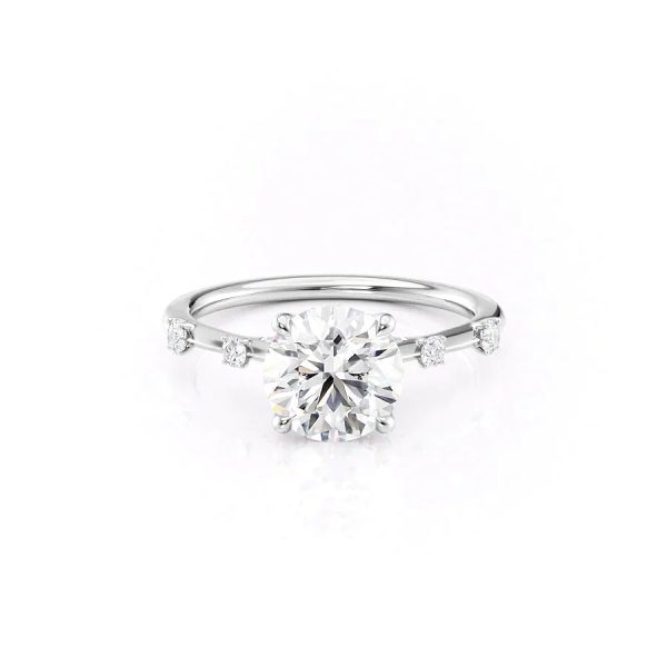 The Serena Set With A 3 Carat Round Lab Diamond For Sale