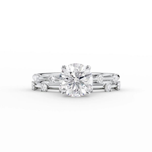 The Serena Set With A 3 Carat Round Lab Diamond For Sale