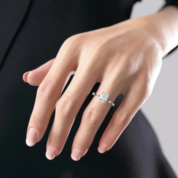 The Serena Set With A 3 Carat Elongated Cushion Lab Diamond on Sale