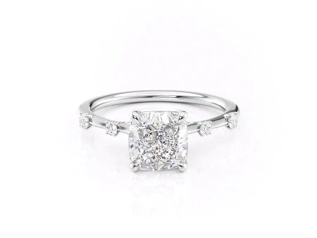 The Serena Set With A 1.5 Carat Cushion Lab Diamond For Sale