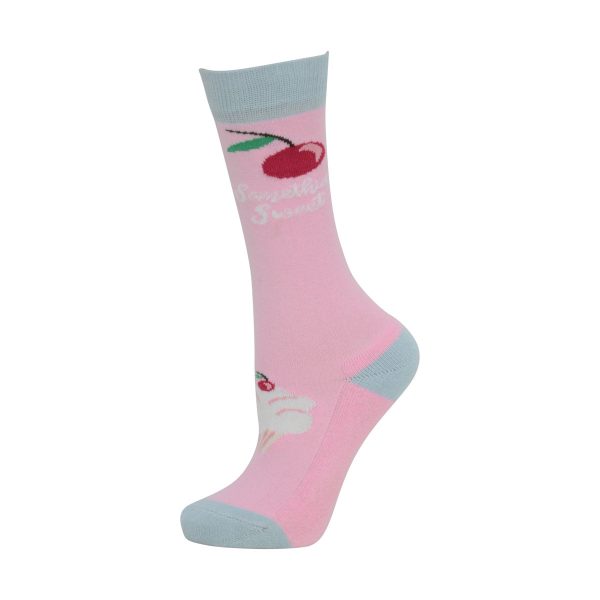 hyfashion cupcake socks (pack of 3) blue tint pink icing Online Sale