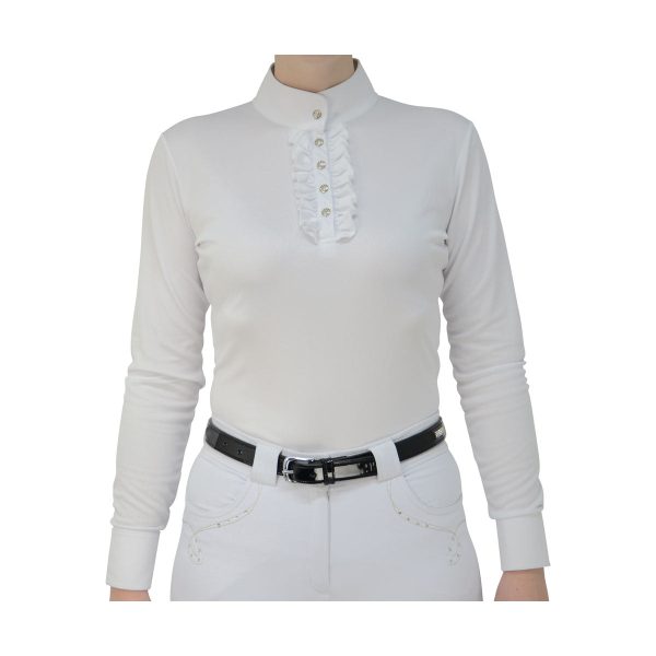 Hyfashion Katherine Ruffle Long Sleeved Show Shirt - White Discount