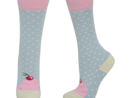 hyfashion cupcake socks (pack of 3) blue tint pink icing Online Sale